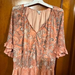 Cato Pink Blouse with Floral Trim